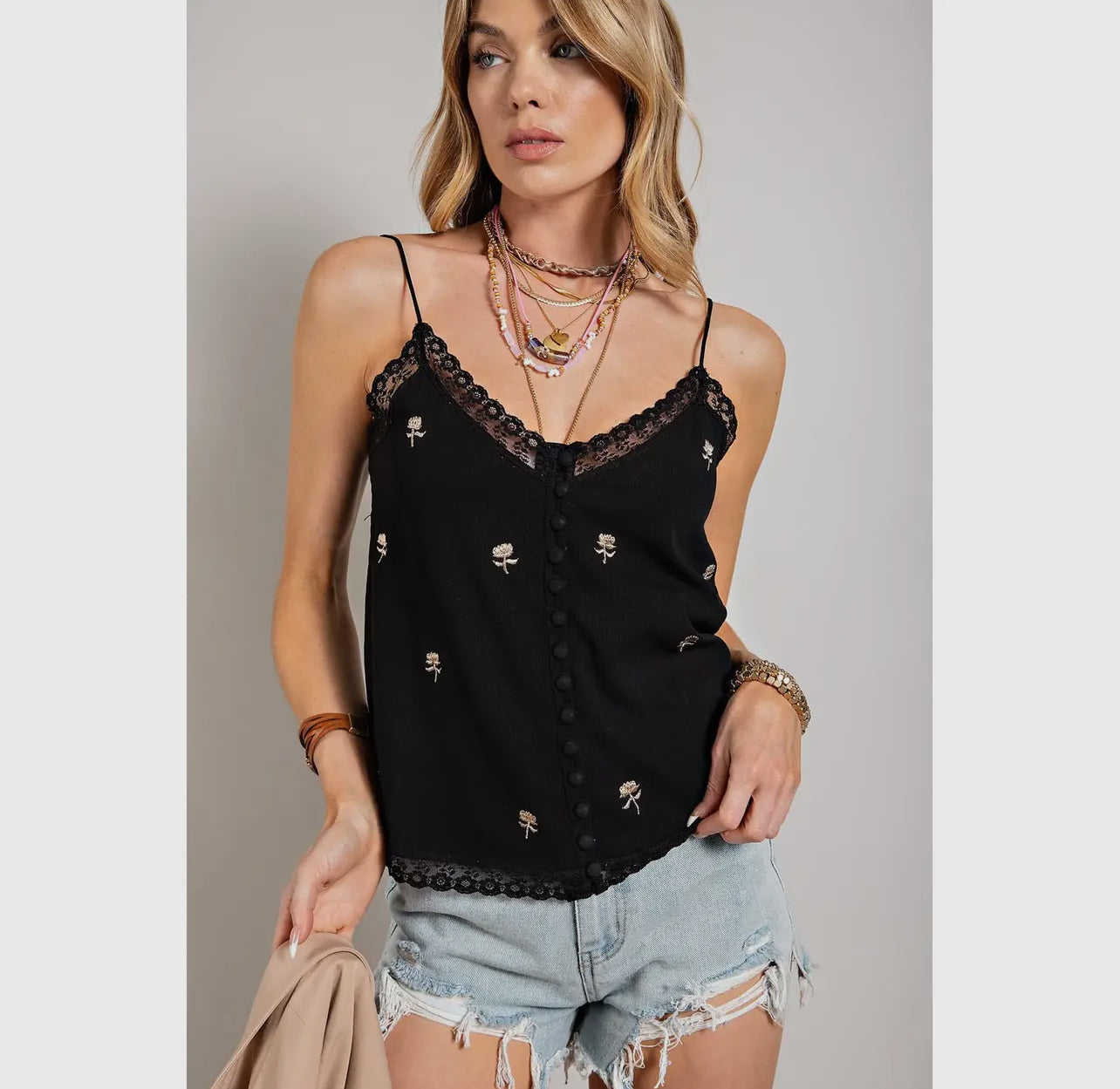 Flower Woman Embroidered Tank
