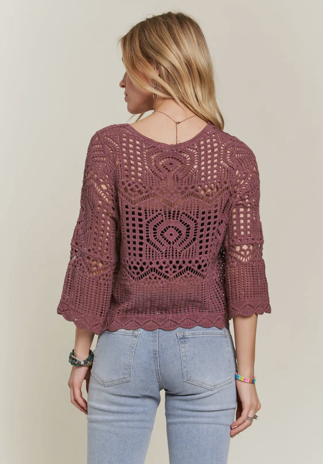 Front Drawstring Crochet Top