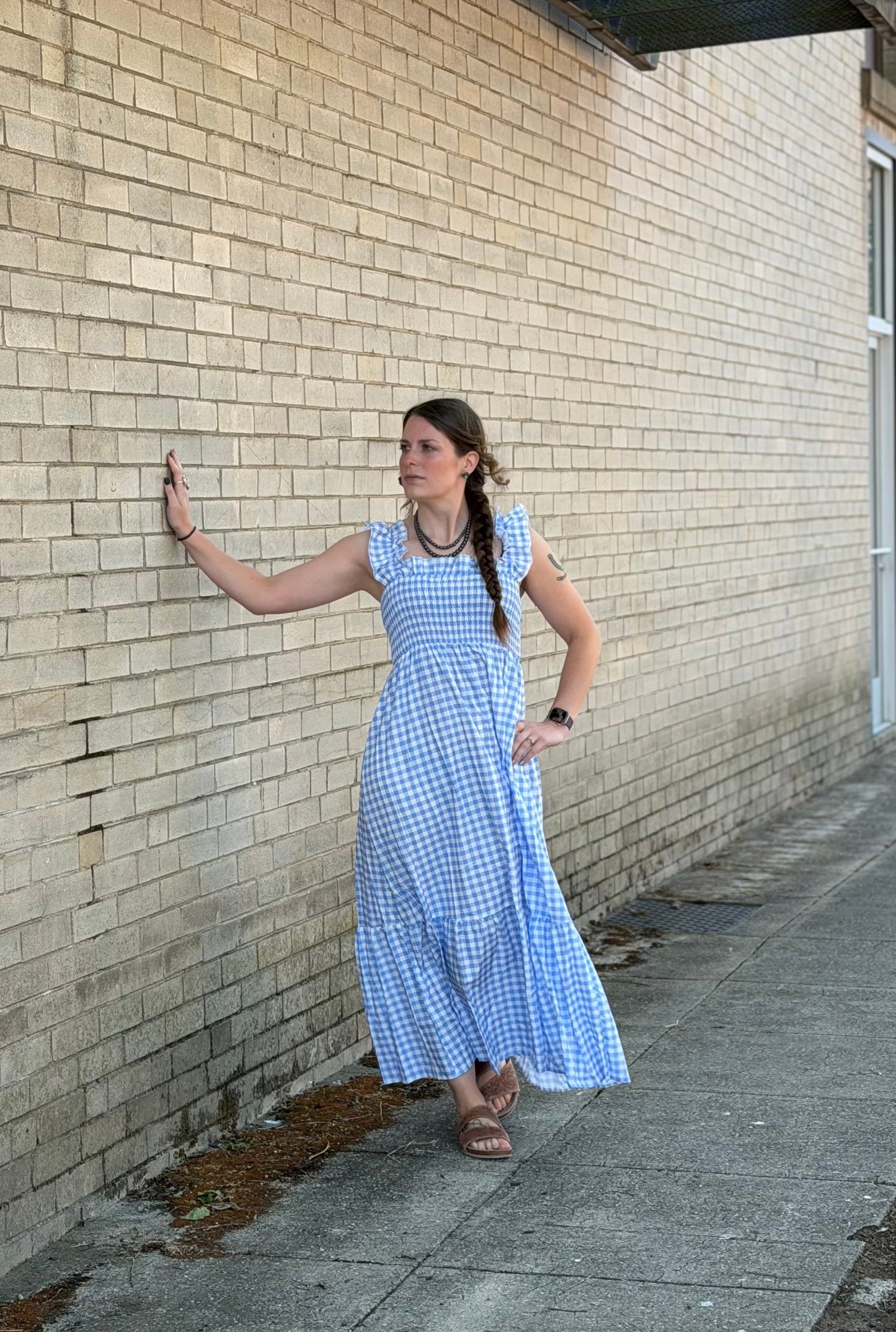 Gingham Smocked Maxi Dress