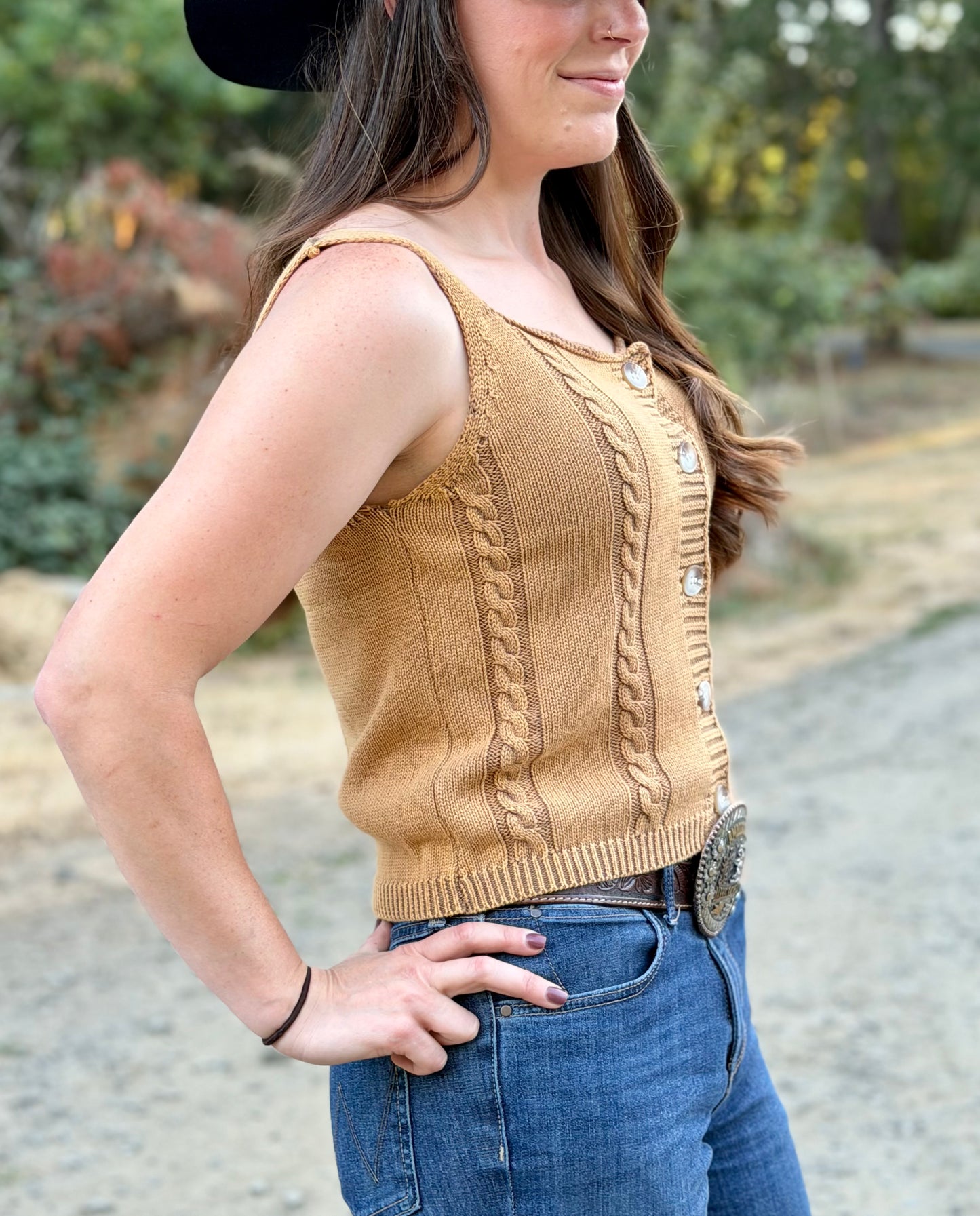 Sweet Heart Neck Button Up Vest