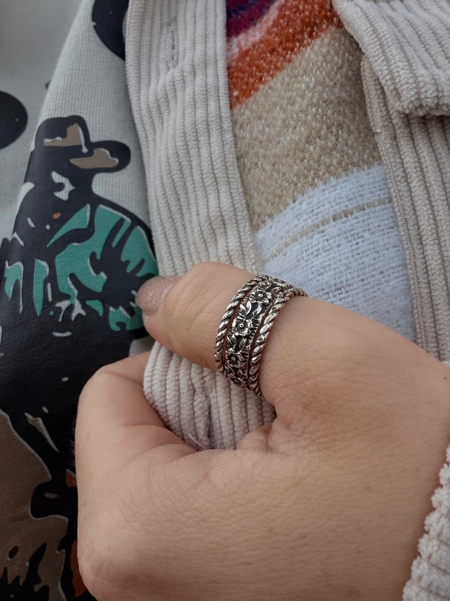 Cactus Flower Stacker Ring