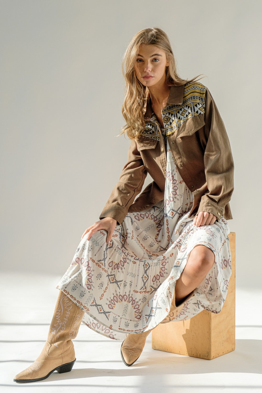 Aztec Print Midi Dress