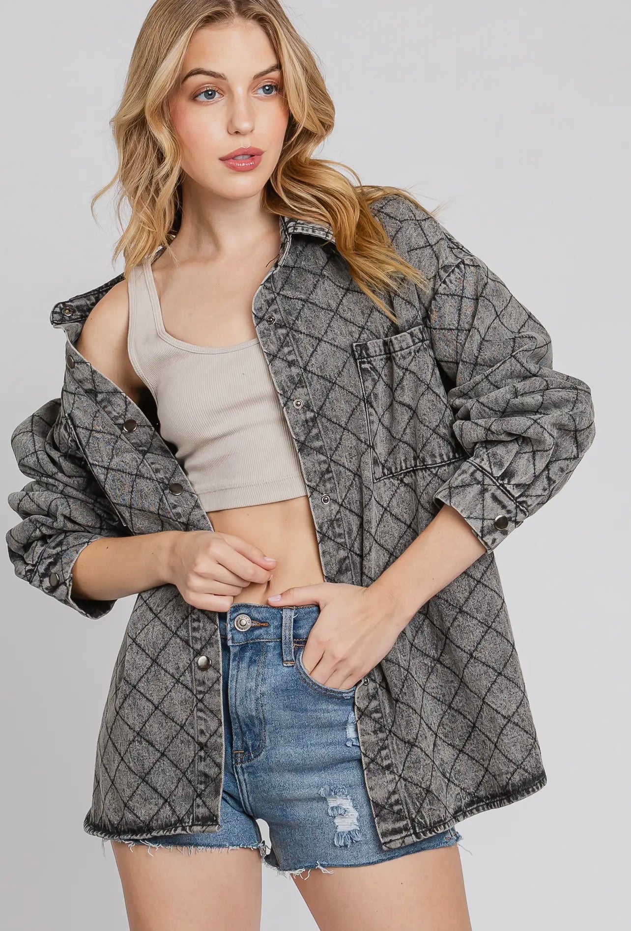 Onyx Quilted Denim Shacket