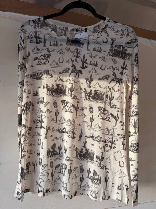 BK Oldwest Long Sleeve Mesh Top