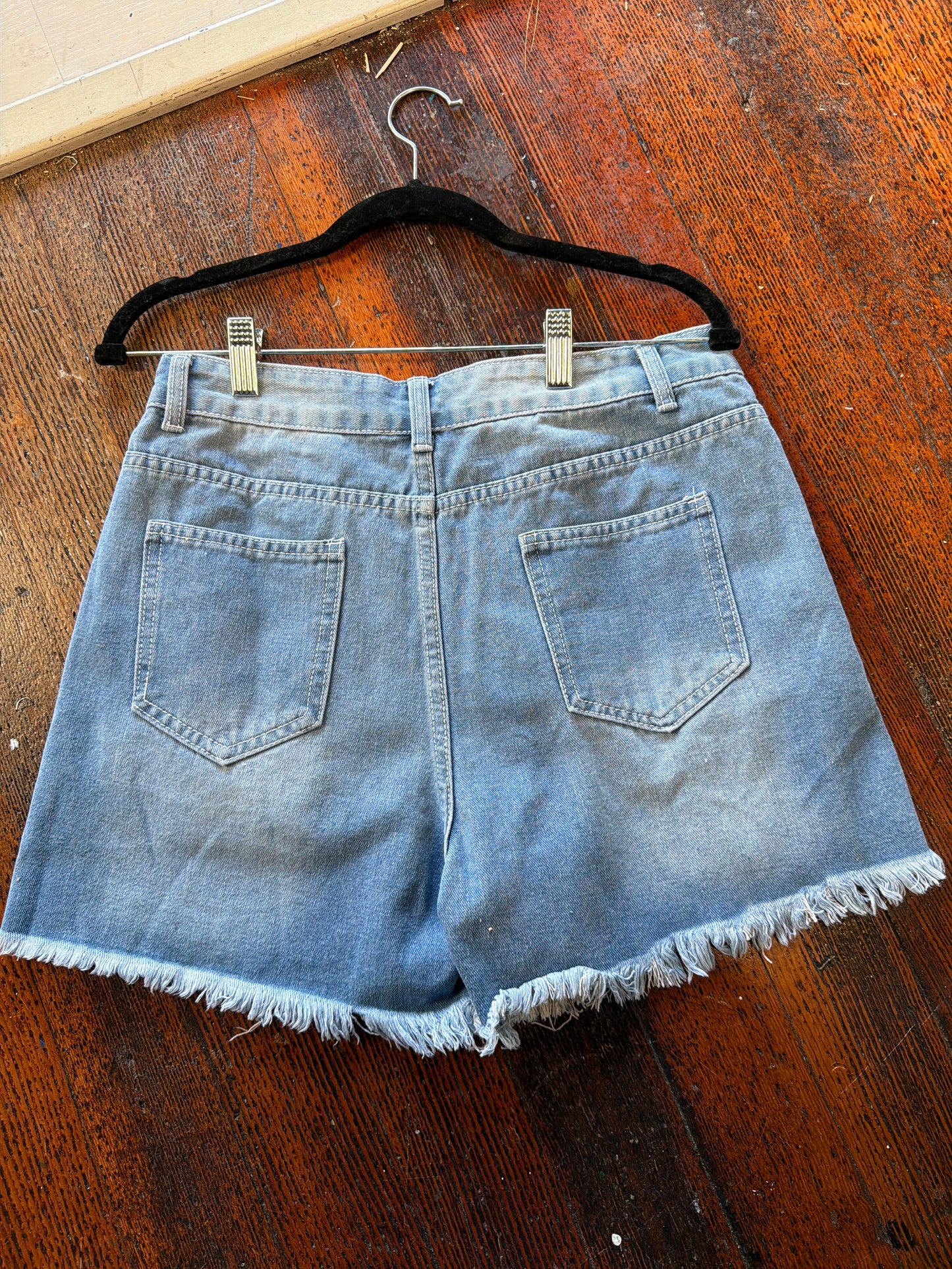 Distressed Denim Shorts with Frayed Hem
