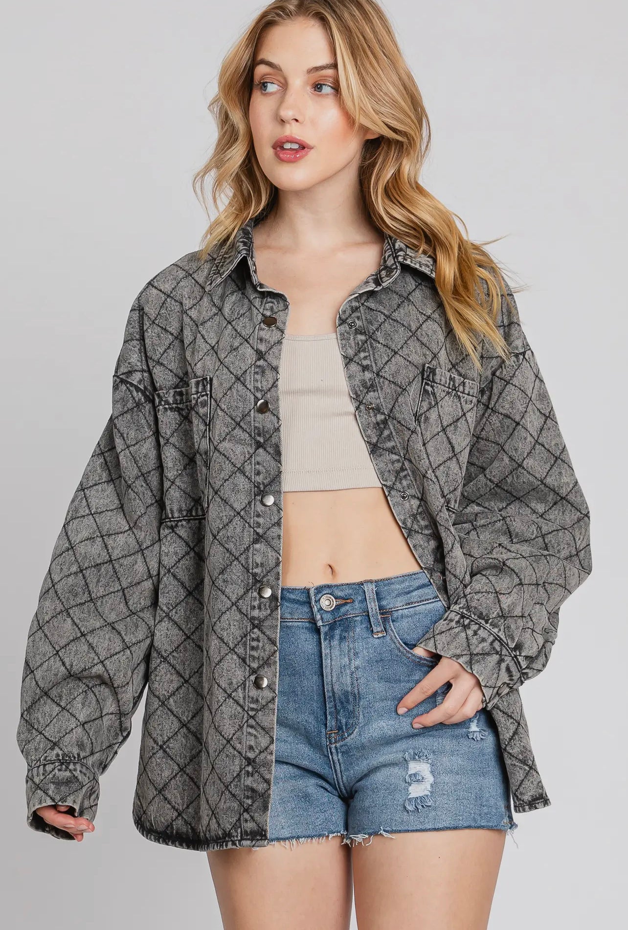 Onyx Quilted Denim Shacket