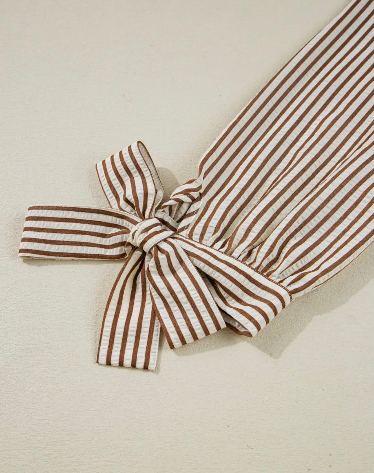 Striped Frill VNeck Knot Sleeve Blouse