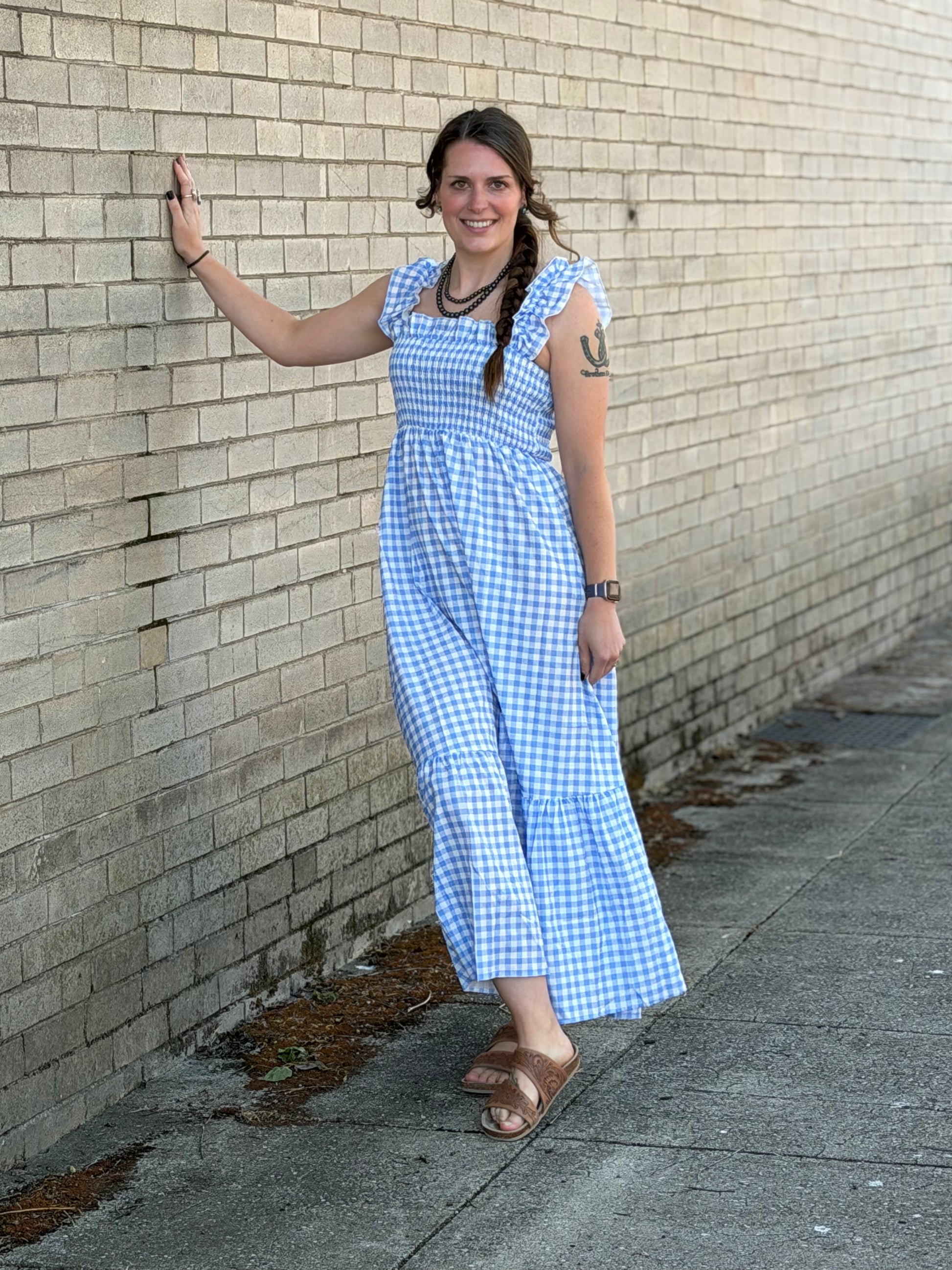 Gingham Smocked Maxi Dress – GLAMR Boutique by Ash