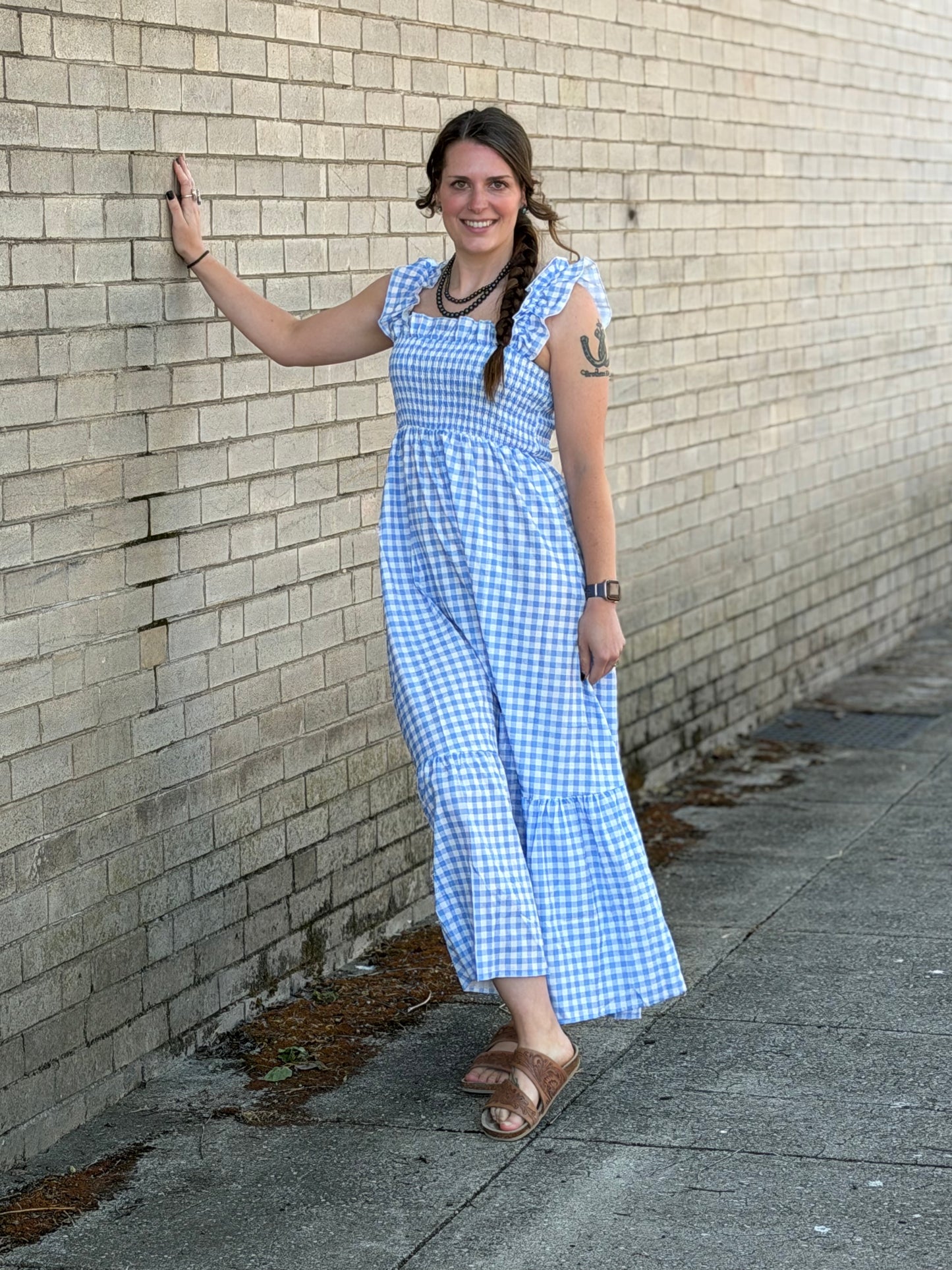 Gingham Smocked Maxi Dress
