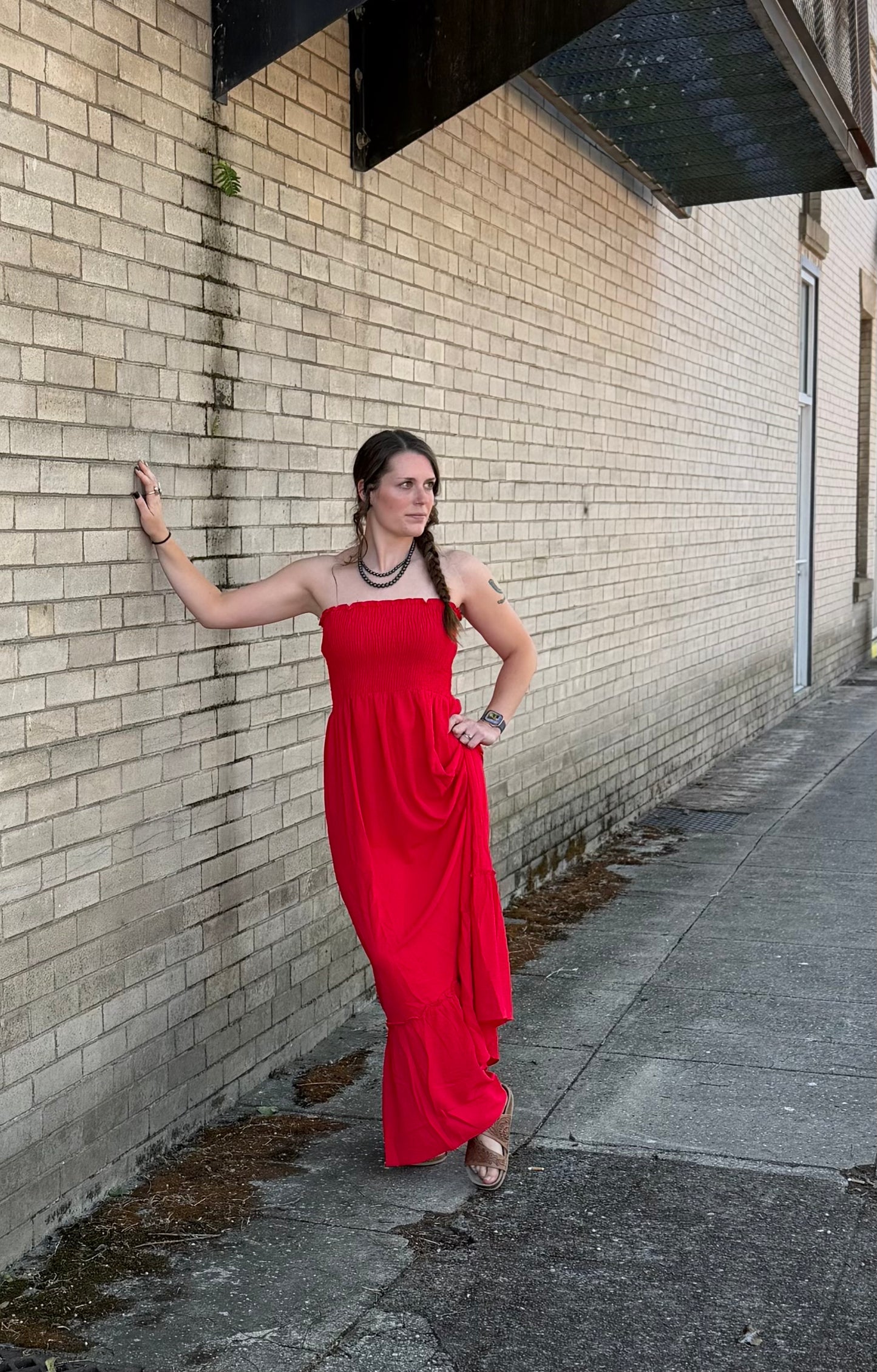 Strapless Boho Smocked Top Airflow Maxi Dress