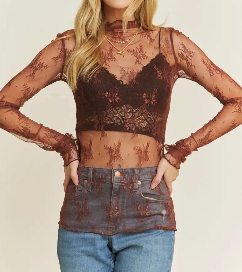 Mesh Lace Layering Long Sleeve