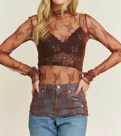 Mesh Lace Layering Long Sleeve