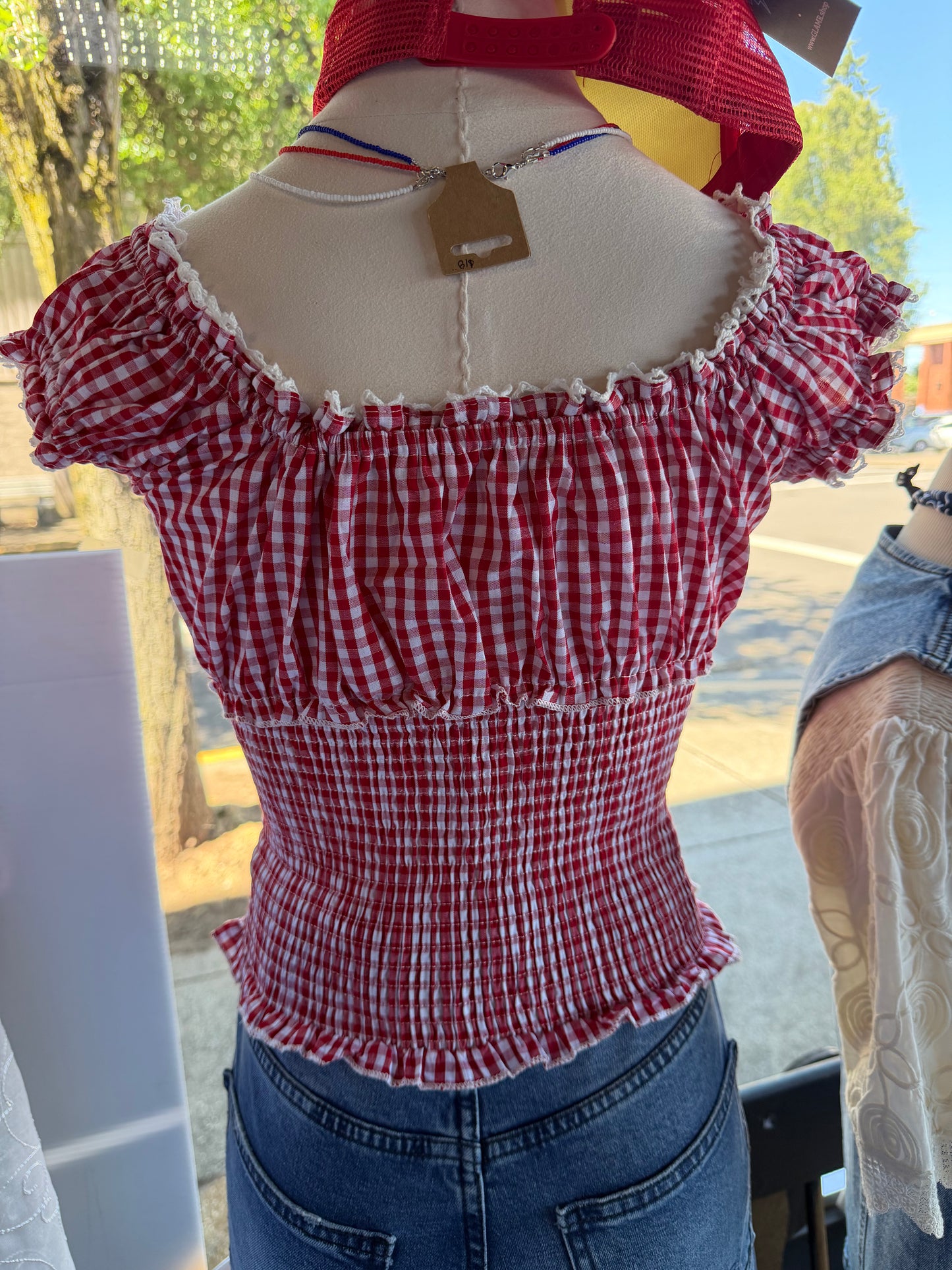 Plaid Boho Scoop Neck Top