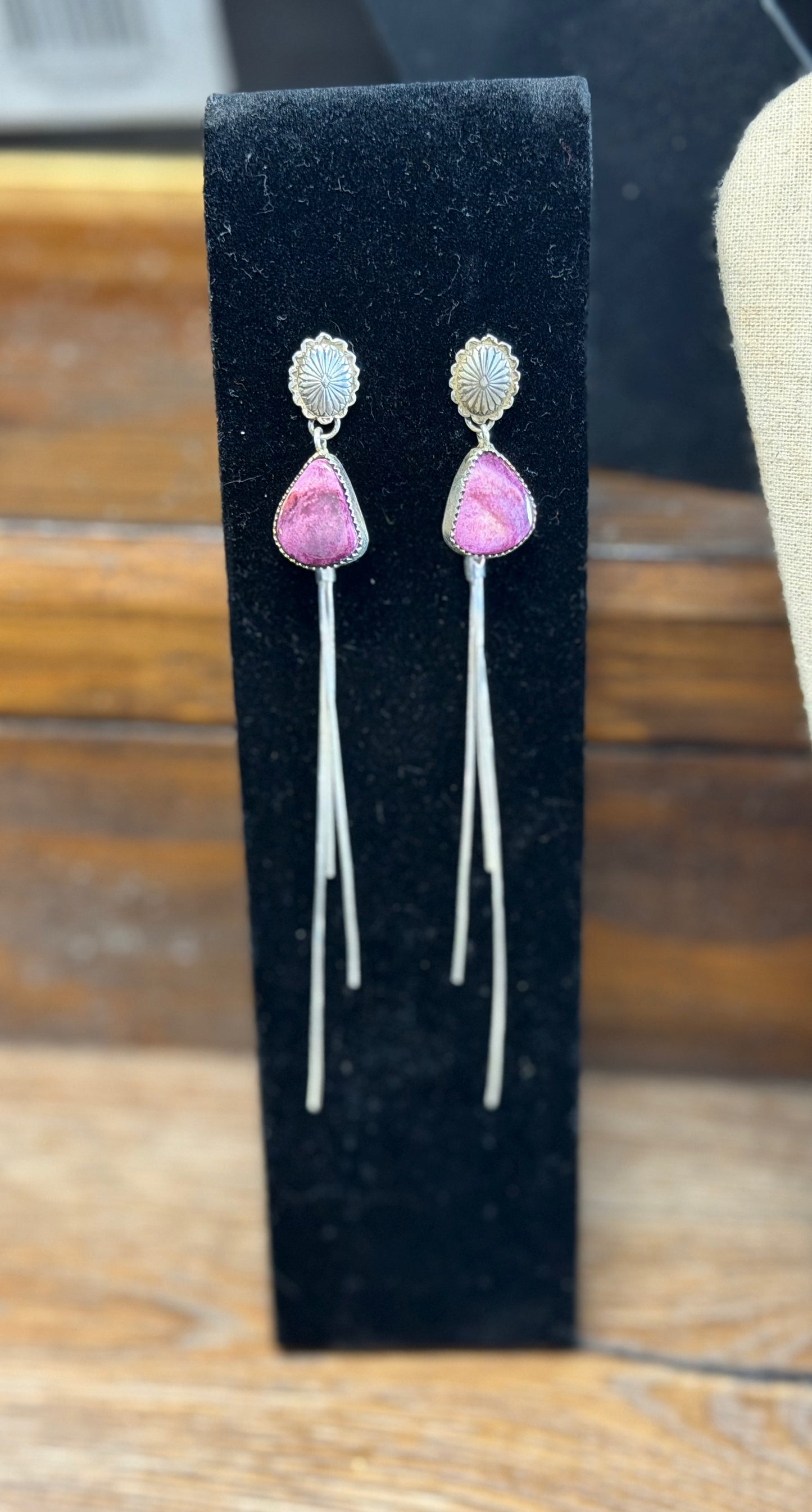 Concho Purple Spiny Oyster Stud Backed Dangles