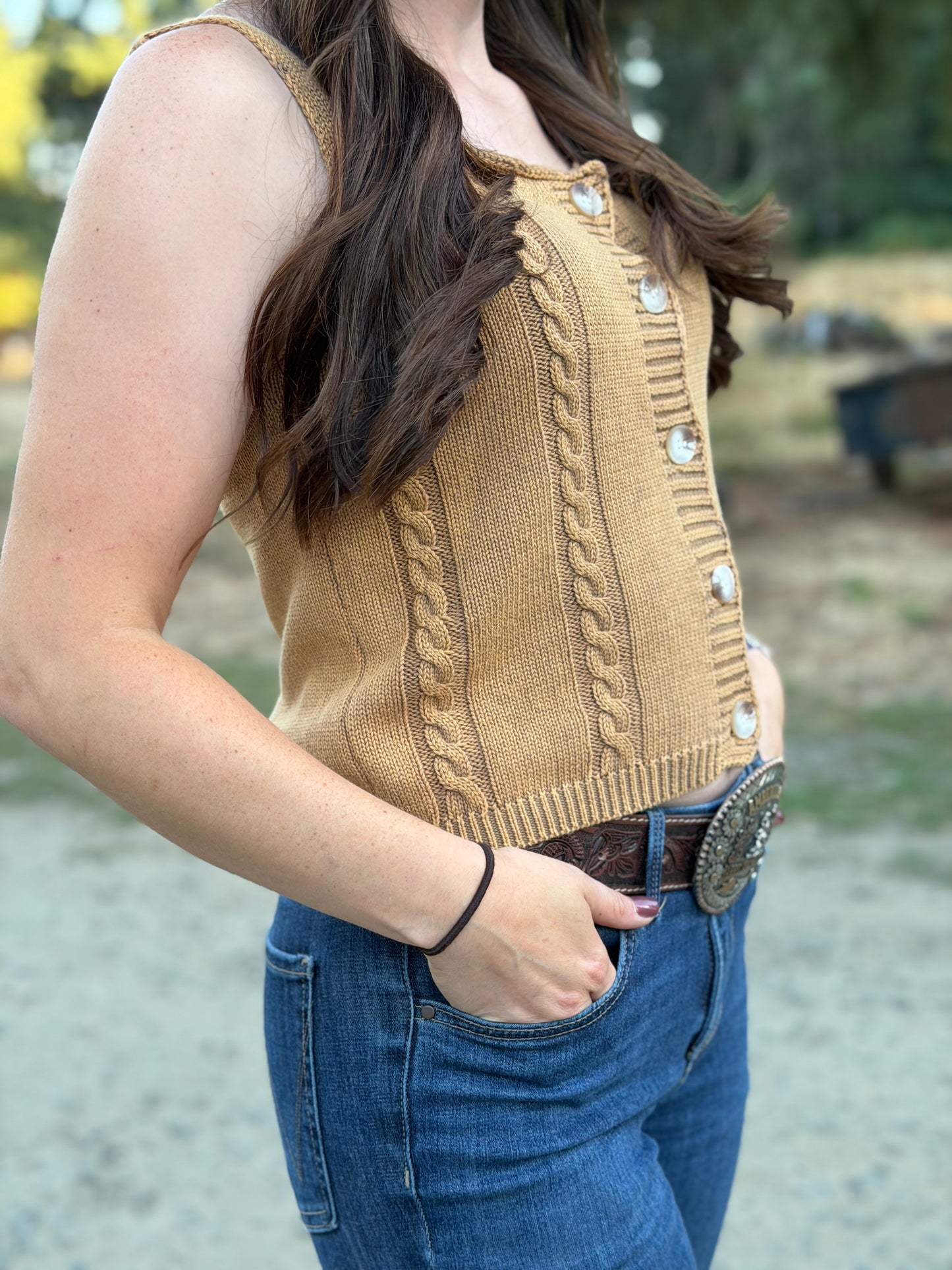 Sweet Heart Neck Button Up Vest