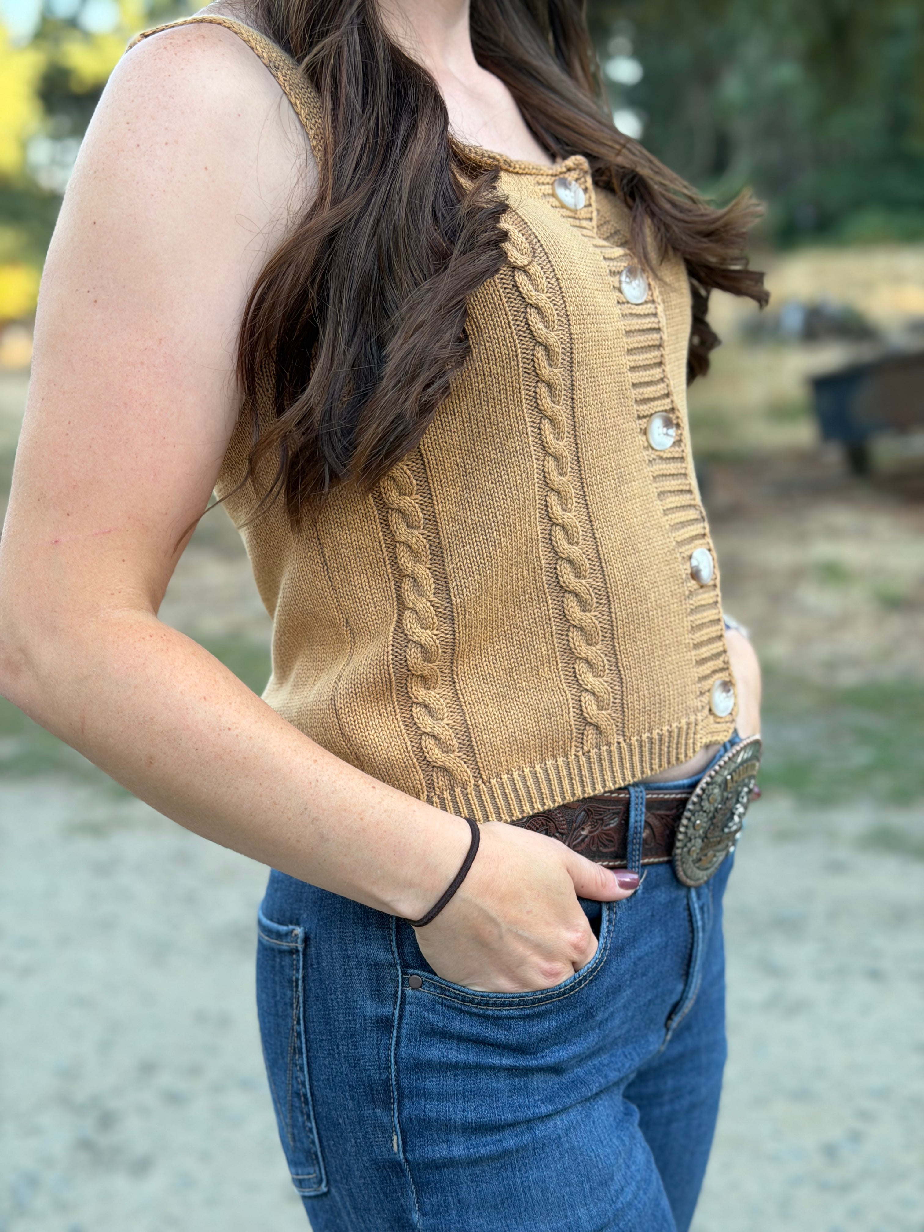 Sweet Heart Neck Button Up Vest