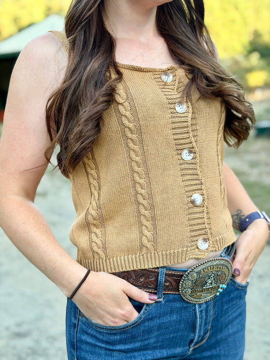 Sweet Heart Neck Button Up Vest