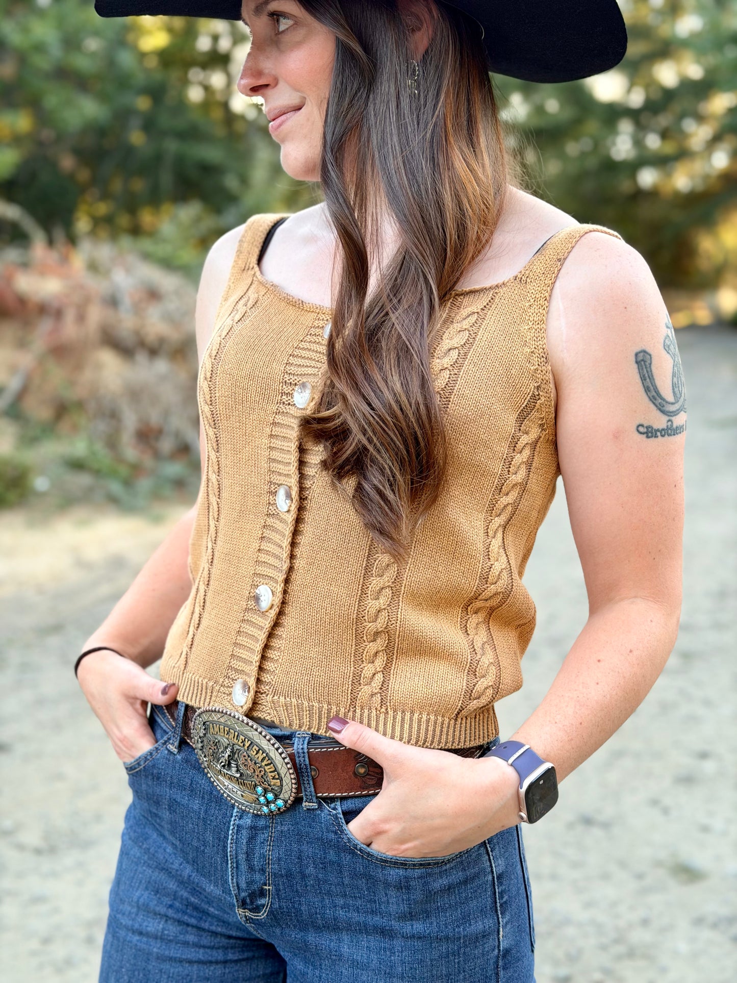 Sweet Heart Neck Button Up Vest