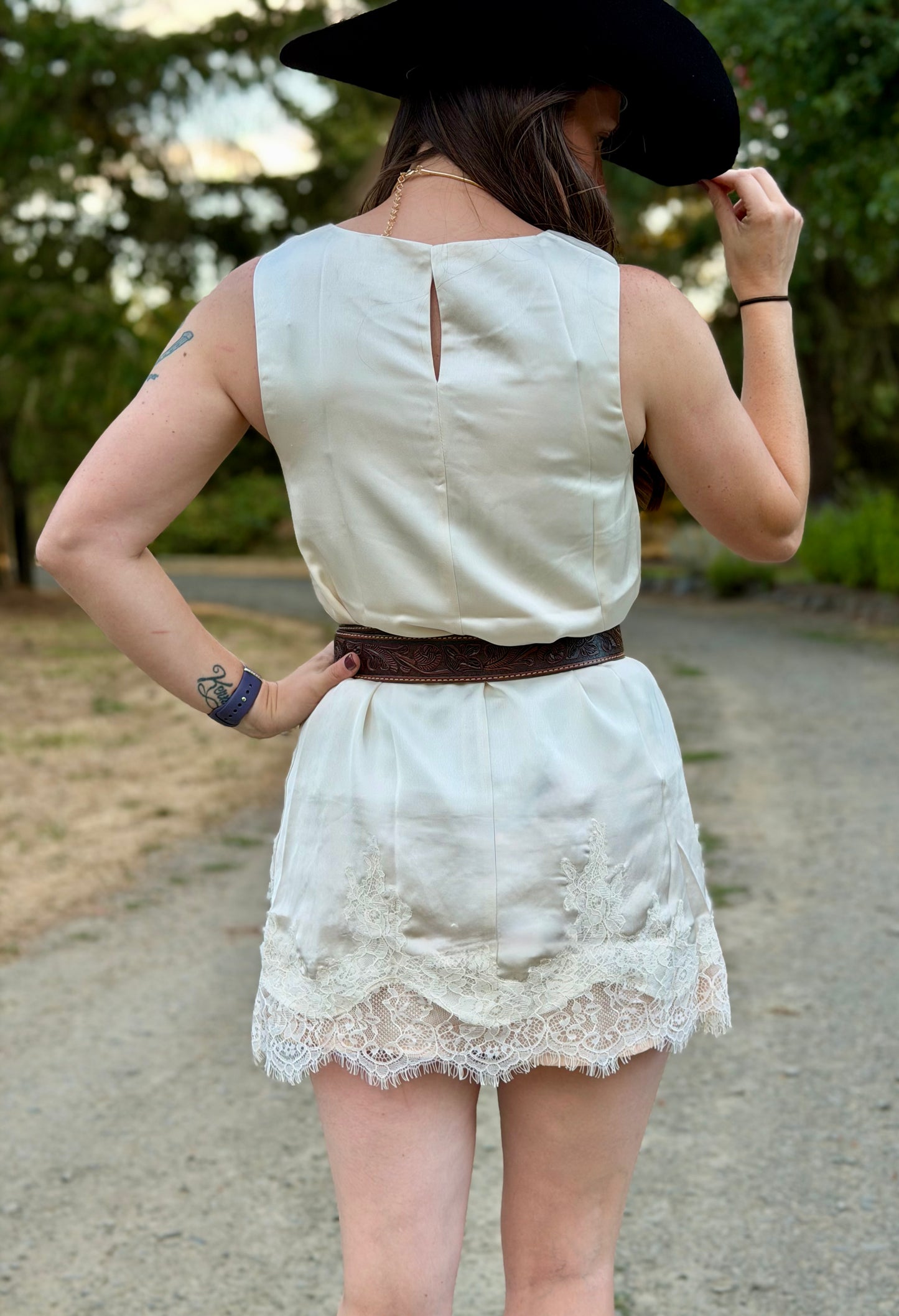 Scallop Eyelet Lace Bottom Dress