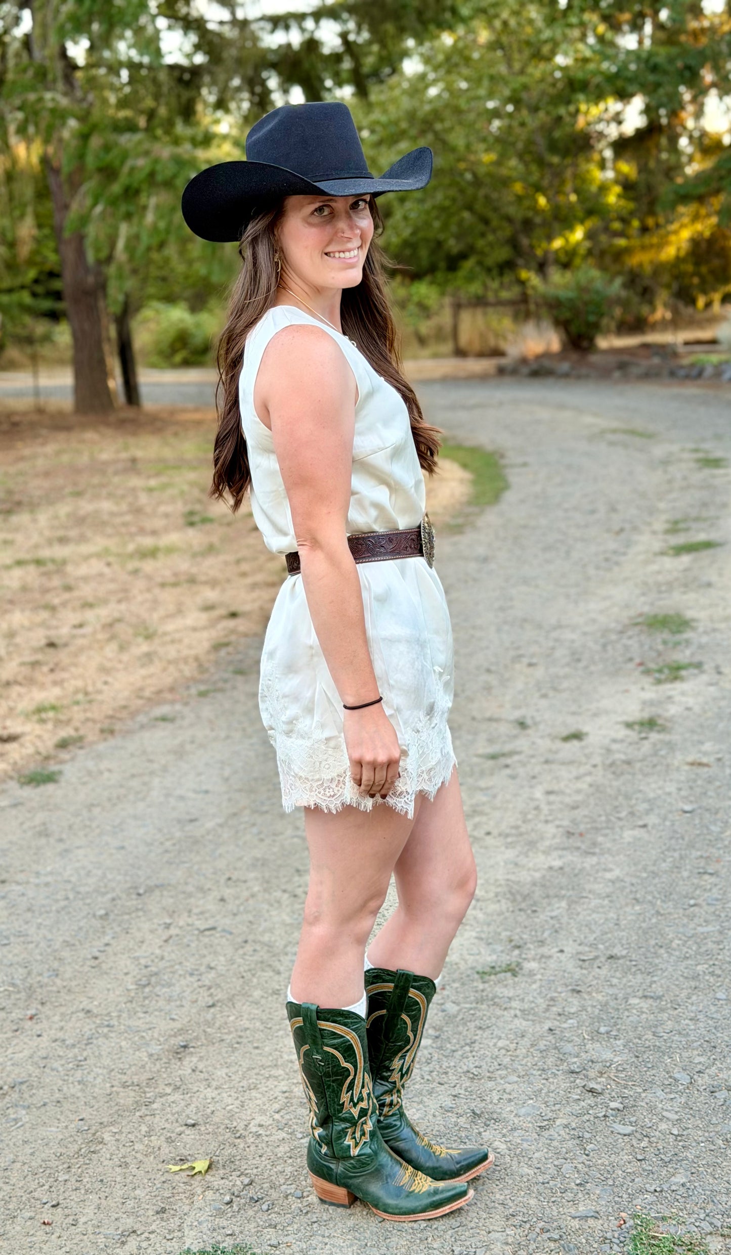Scallop Eyelet Lace Bottom Dress
