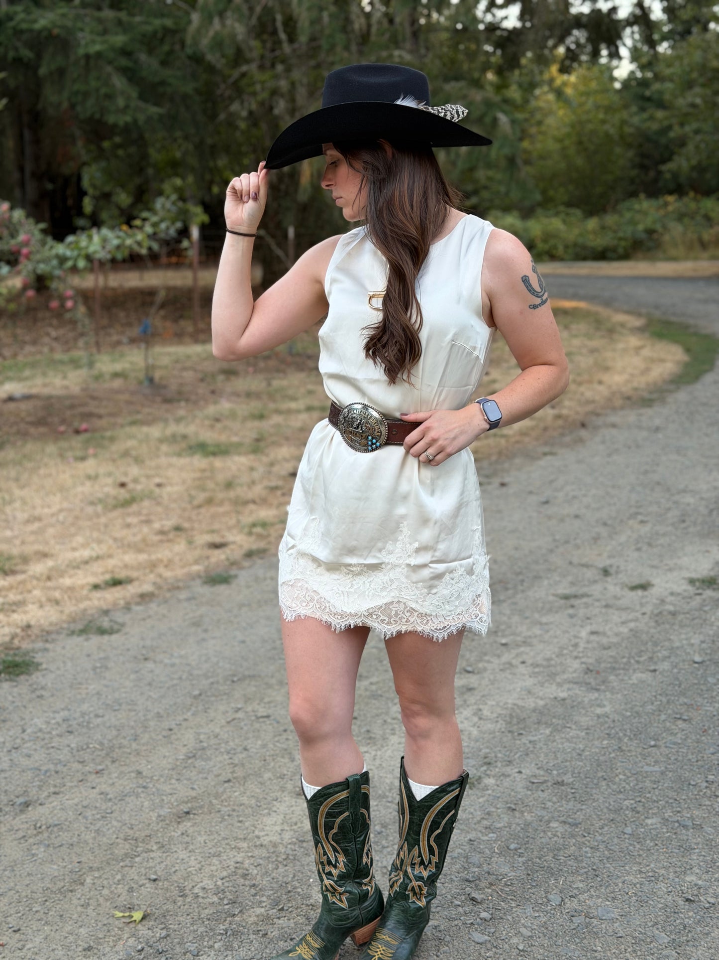Scallop Eyelet Lace Bottom Dress