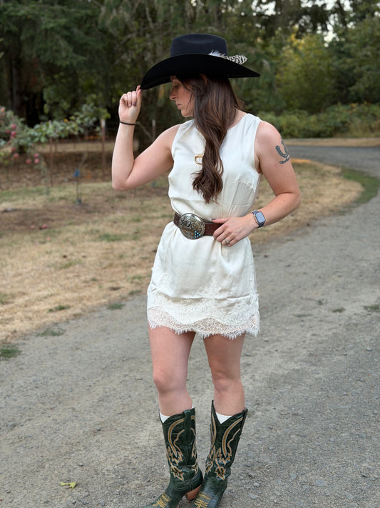 Scallop Eyelet Lace Bottom Dress
