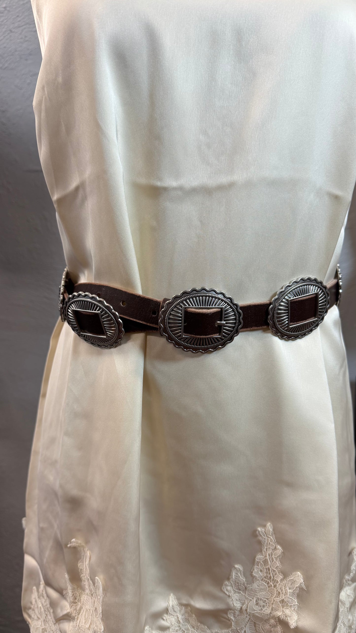 Genuine Distressed Leather Concho Belt