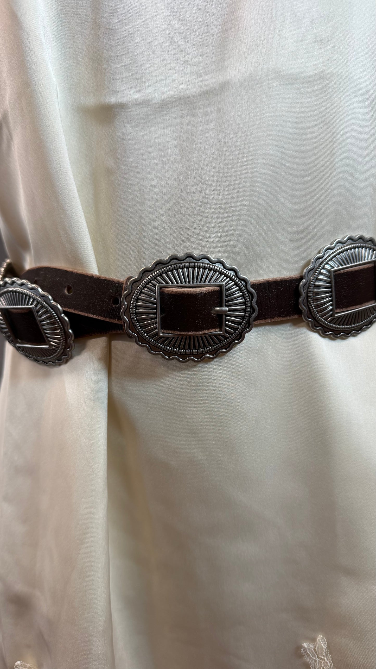 Genuine Distressed Leather Concho Belt