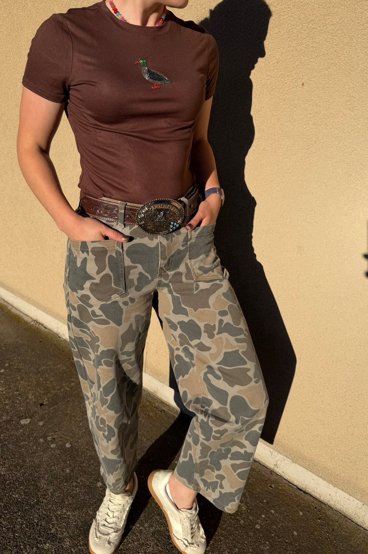 Brown Beaded Mallard Duck Tee