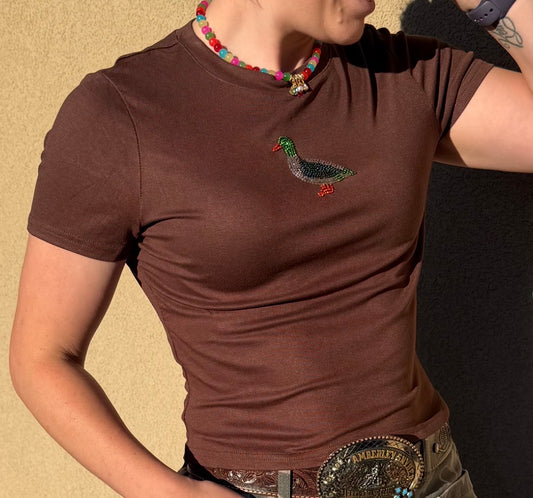 Brown Beaded Mallard Duck Tee