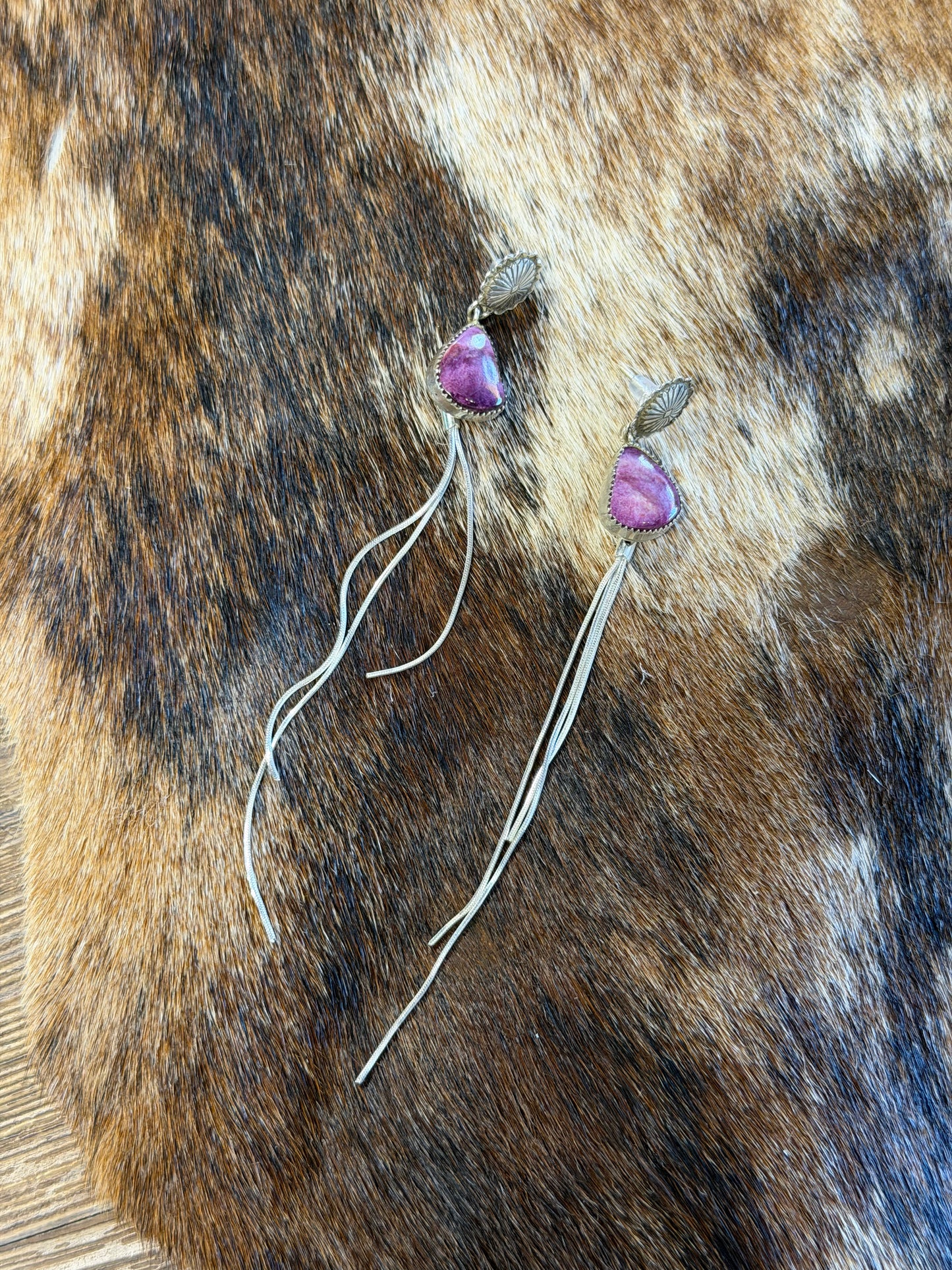 Concho Purple Spiny Oyster Stud Backed Dangles