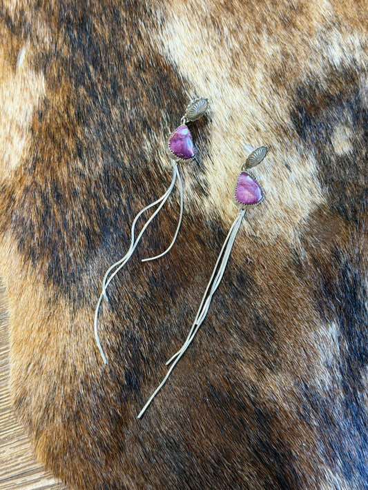 Concho Purple Spiny Oyster Stud Backed Dangles