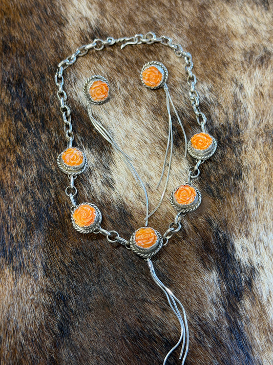 Orange Spiny Oyster Rose Set