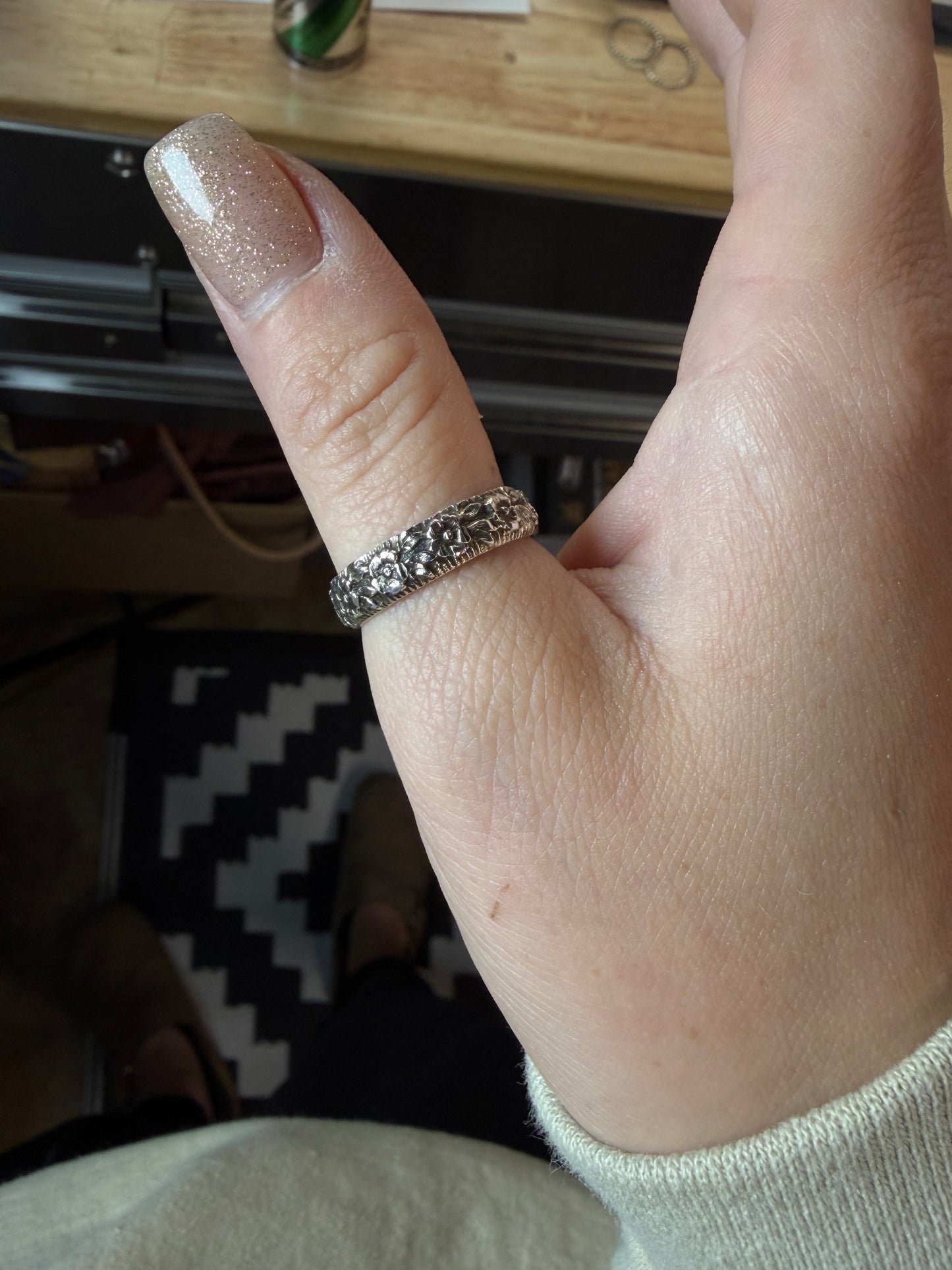 Cactus Flower Stacker Ring