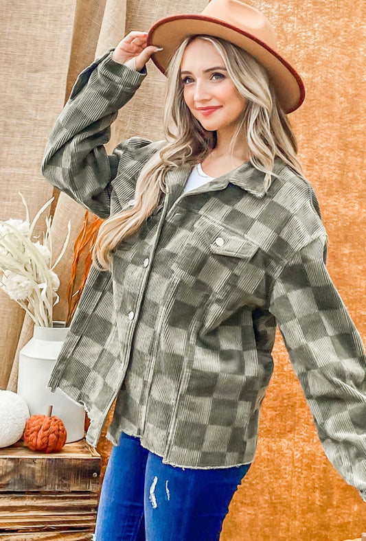 Checkered Corduroy Shacket