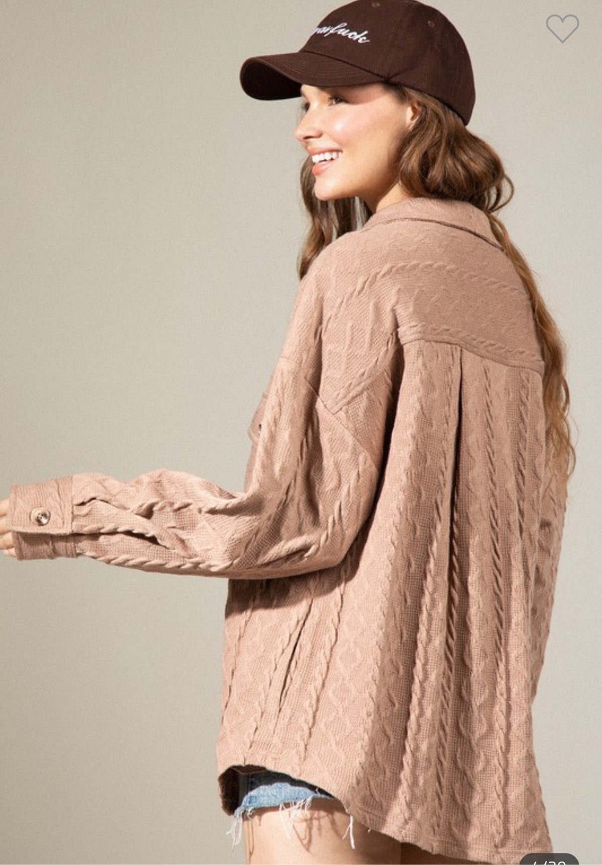 Latte Cable Knit Collard Shacket