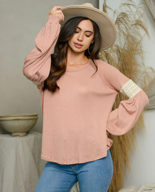 Rosé Lace Cuff Tunic