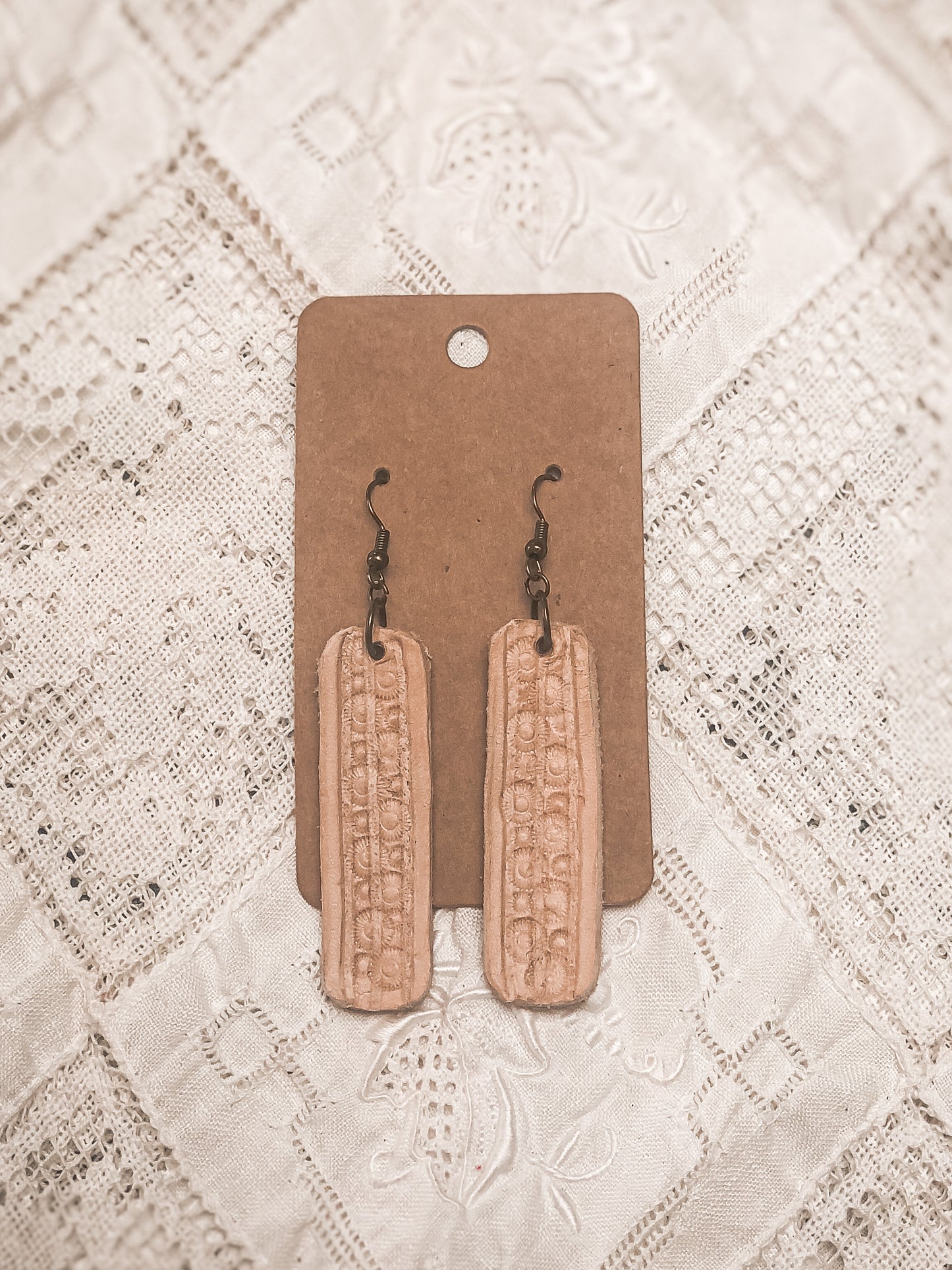 Natural Leather Bar Earrings