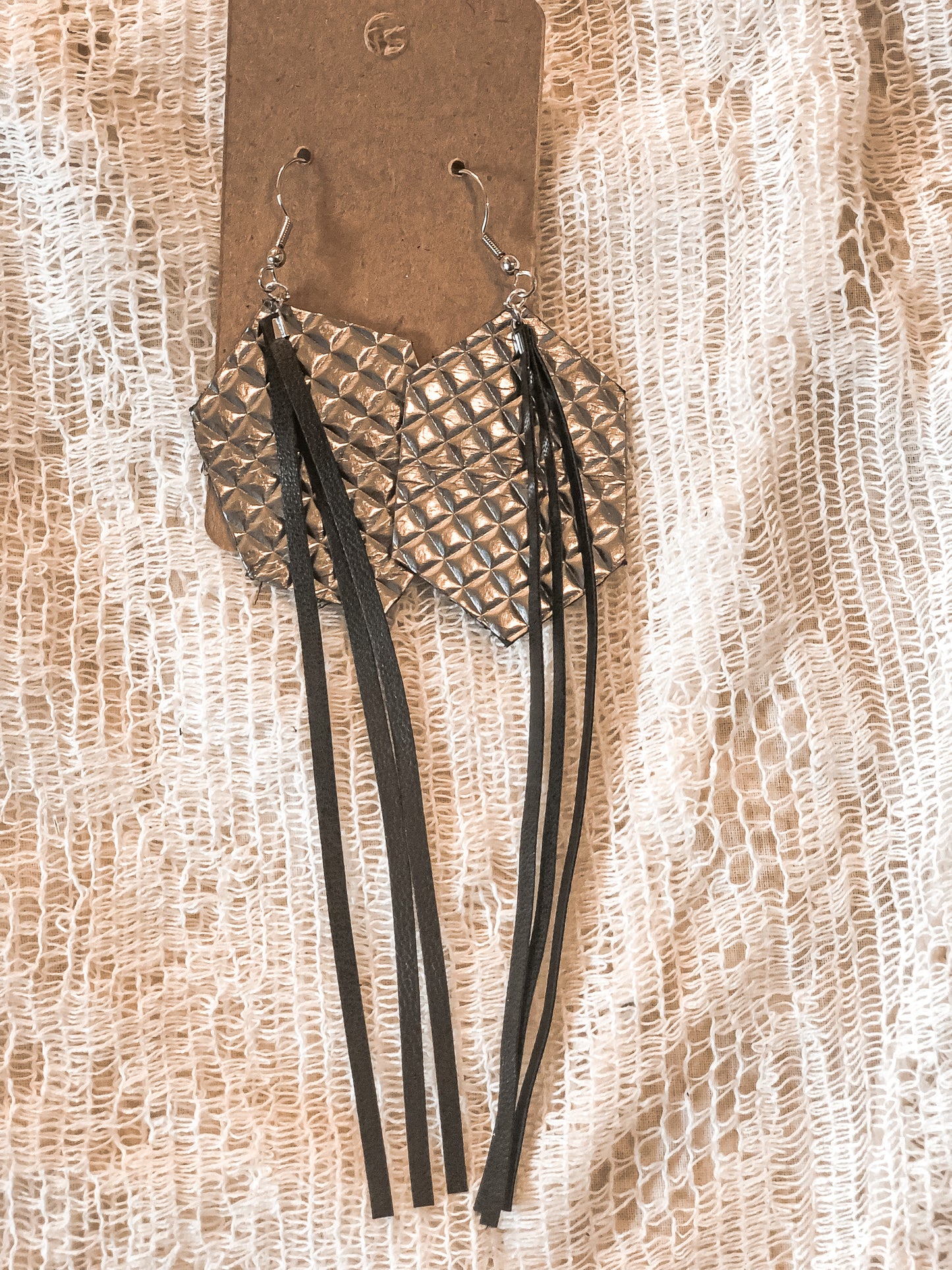 Metallic Leather Fringe Earrings