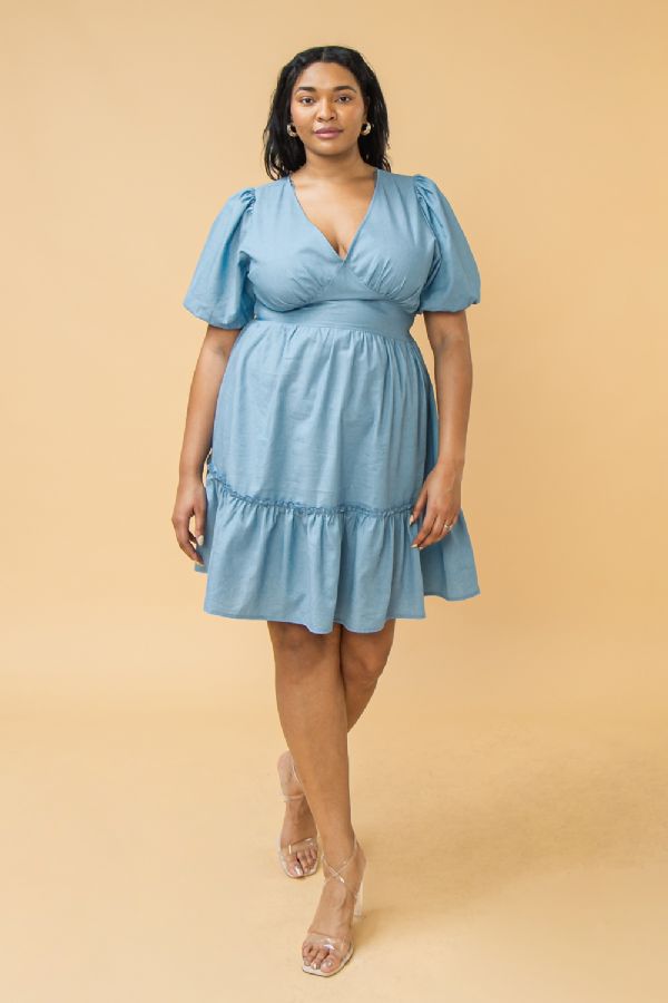 PLUS Exclusive Chambray Dress