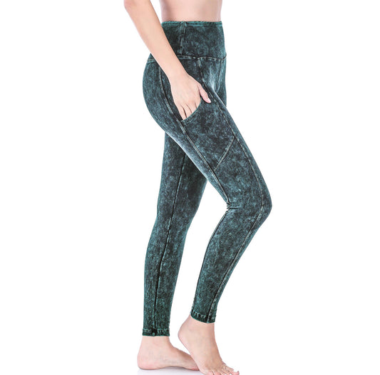 Forest Green Mineral Wash Legging with Pocket